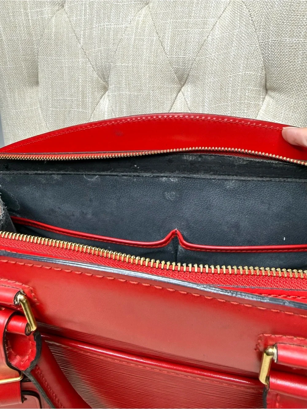 Authentic Louis Vuitton red Epi leather Riviera tote bag M48187 handbag LV